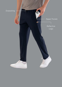 Men Training Zippered Joggers Navy Blue - 1