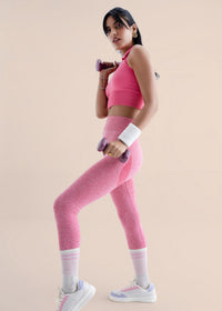 Women Seamless Flare Workout Leggings - Pink - 4