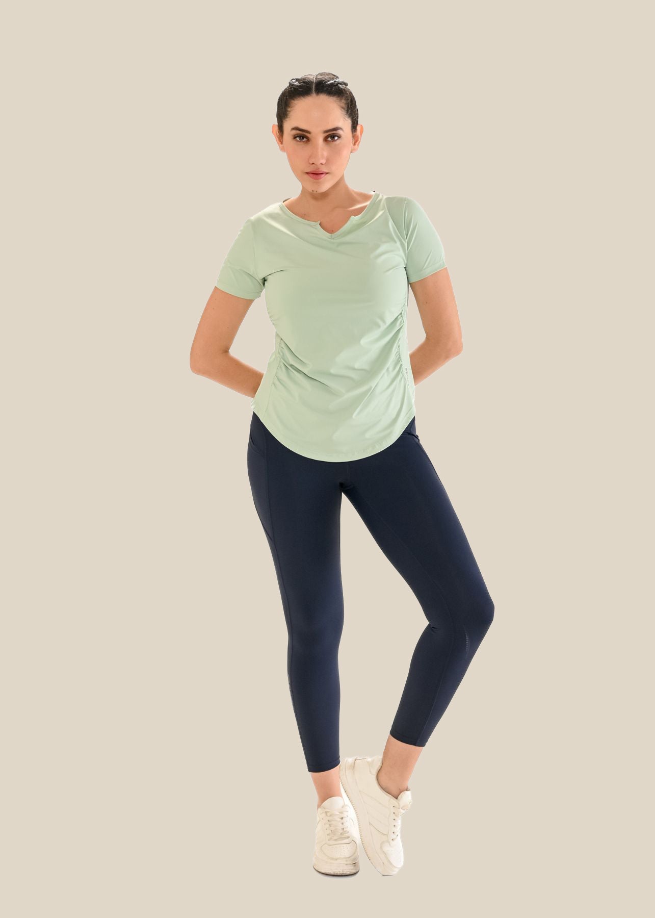 V Neck Active Tee - Lichen