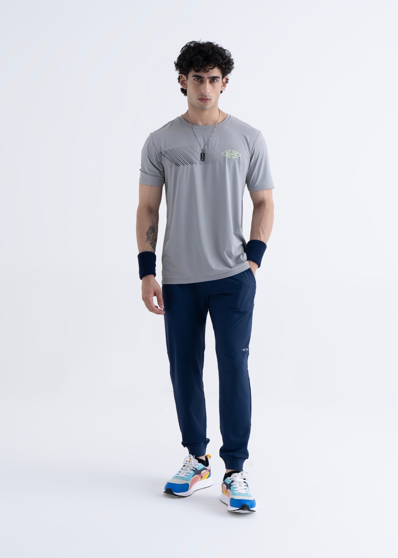 Men Ribbed Waistband Joggers Navy Blue - 5