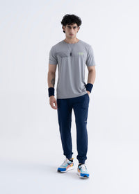 Men Ribbed Waistband Joggers Navy Blue - 5