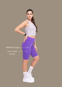 Women Dual Pocket Sports Shorts - Electric Violet - 3