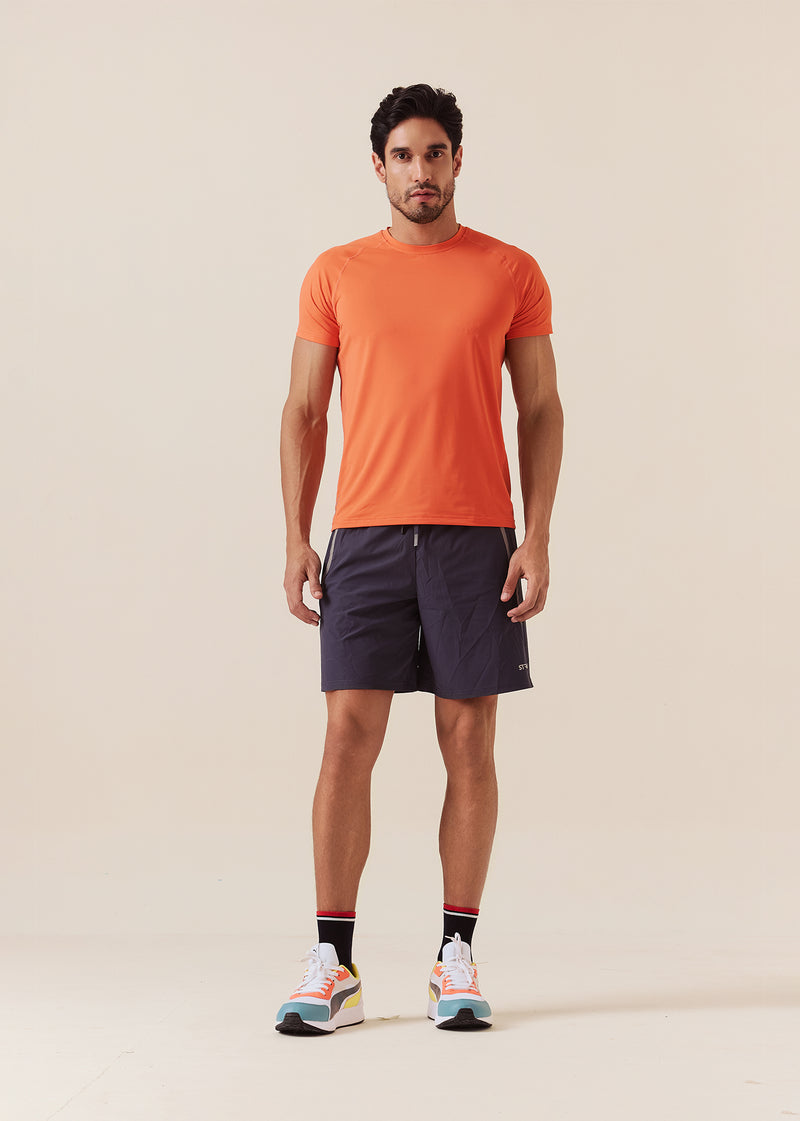 Laser Perforated Training Shorts - Charcoal Blue