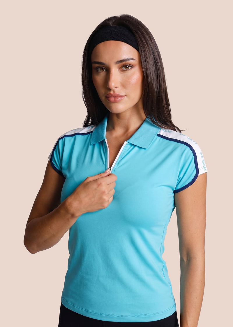 Classic Polo Tee - Cyan Blue