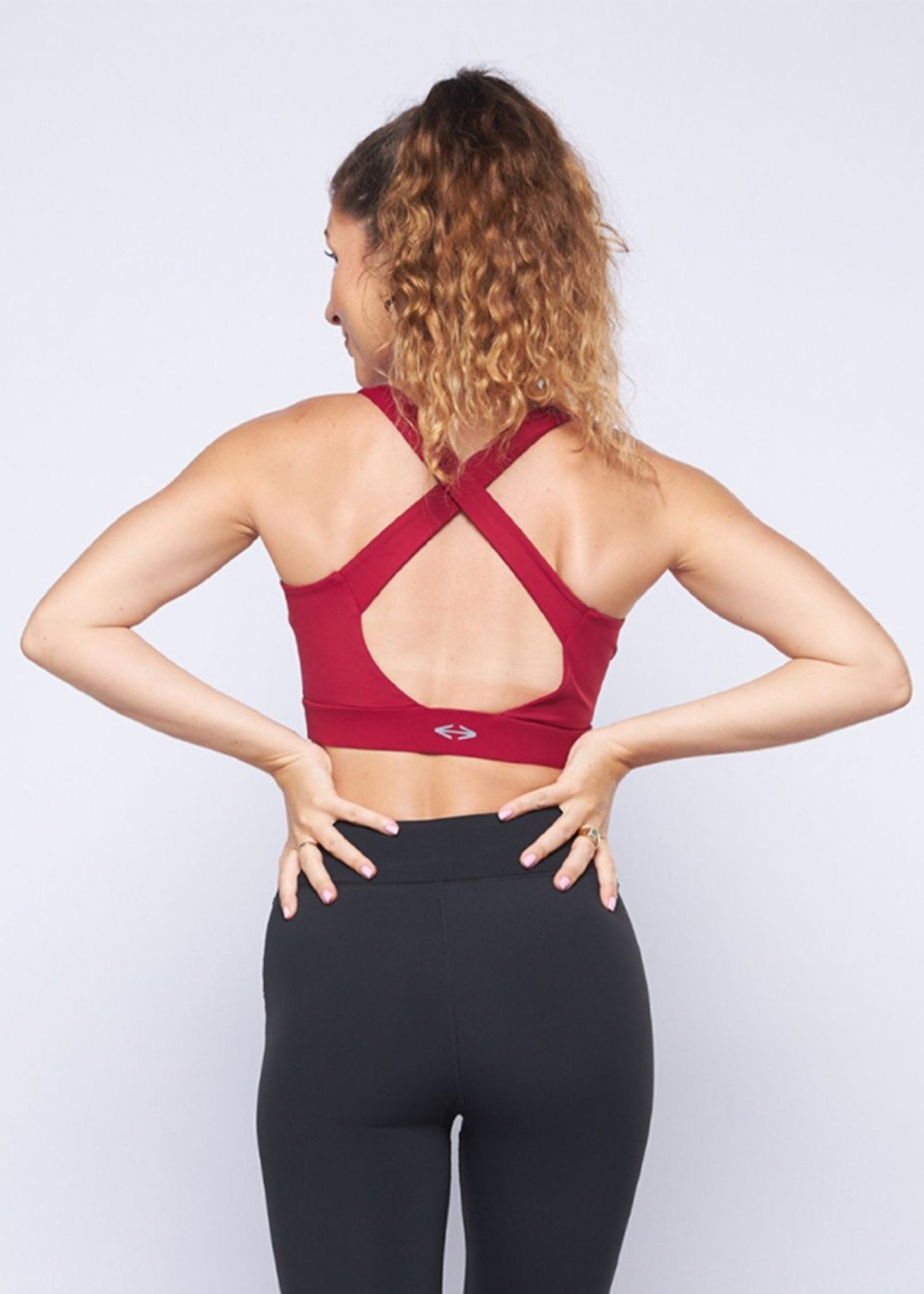 Cross Back Active Bra - Maroon