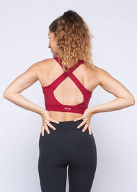 Cross Back Active Bra - Maroon