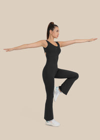 Women Cross Back Jumpsuit - Black - 2