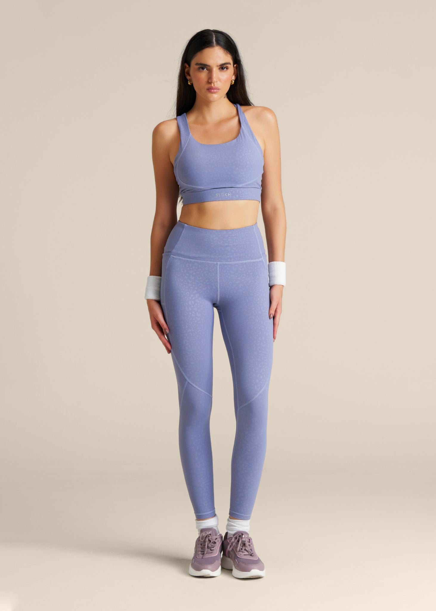 Leopard Embossed Leggings - Purple Haze