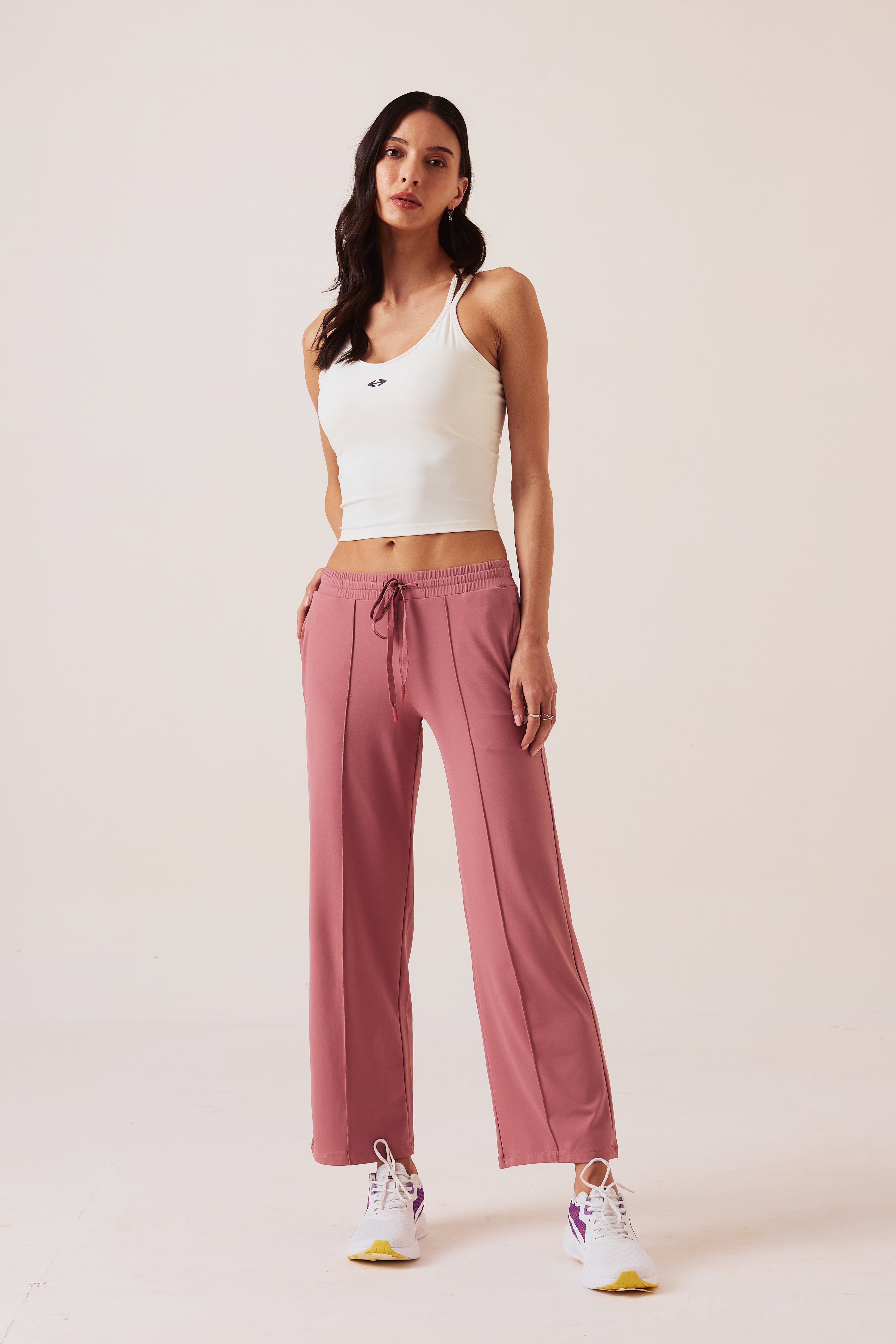 Wide Leg Sweat Pants - Rose Pink