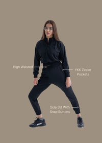 Play Core Snap Botton Track Pants - Black - 3