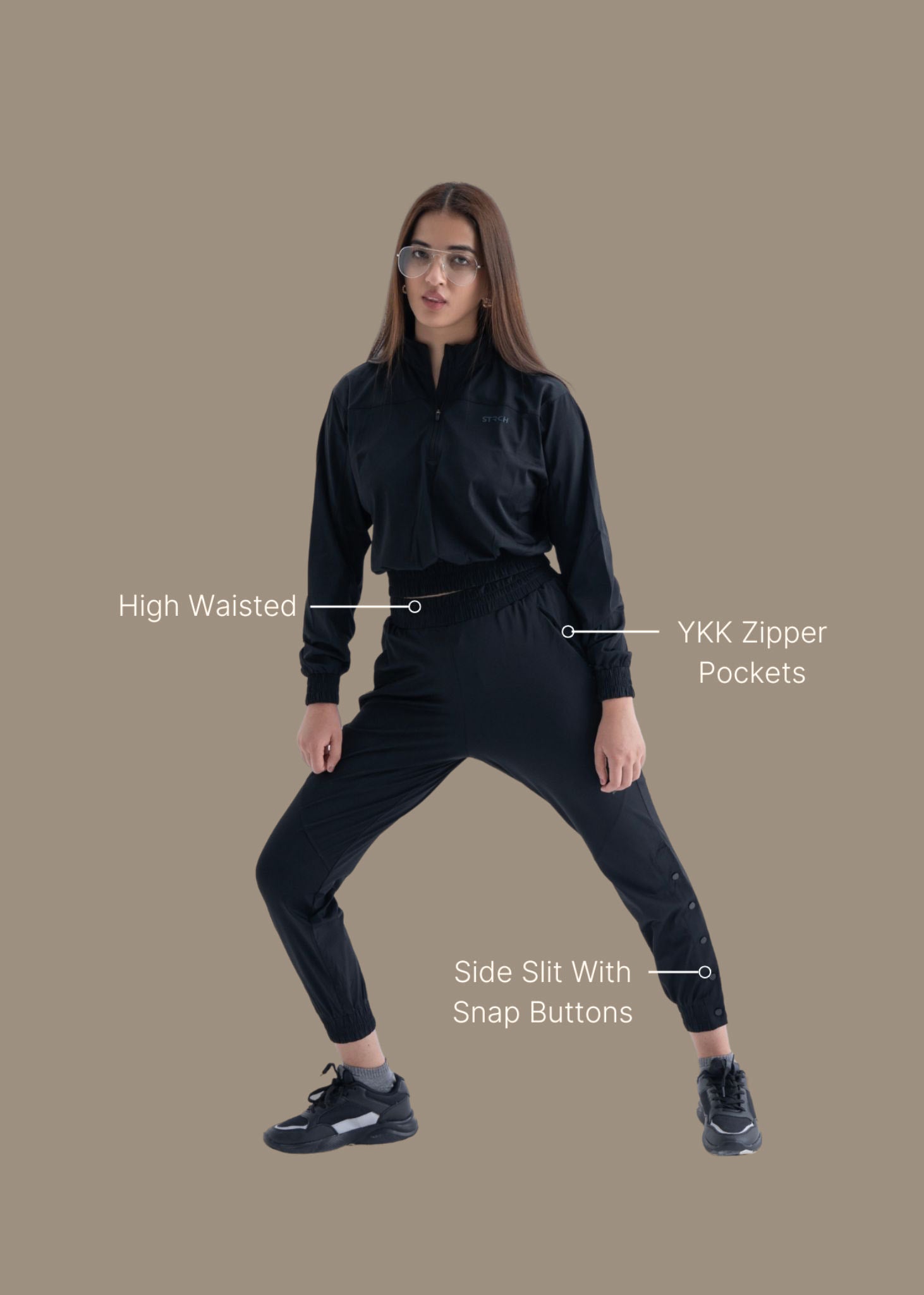 Play Core Snap Botton Track Pants - Black - 3