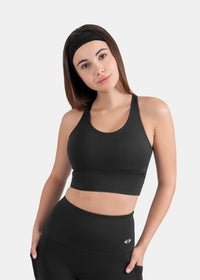 High Support Cross back sports bra - Black - 1
