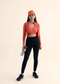 Women Seamless Crop Jacket - Coral - 2