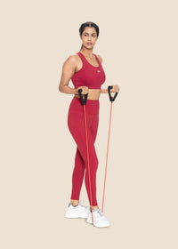 Women Mesh Leggings - Maroon - 2
