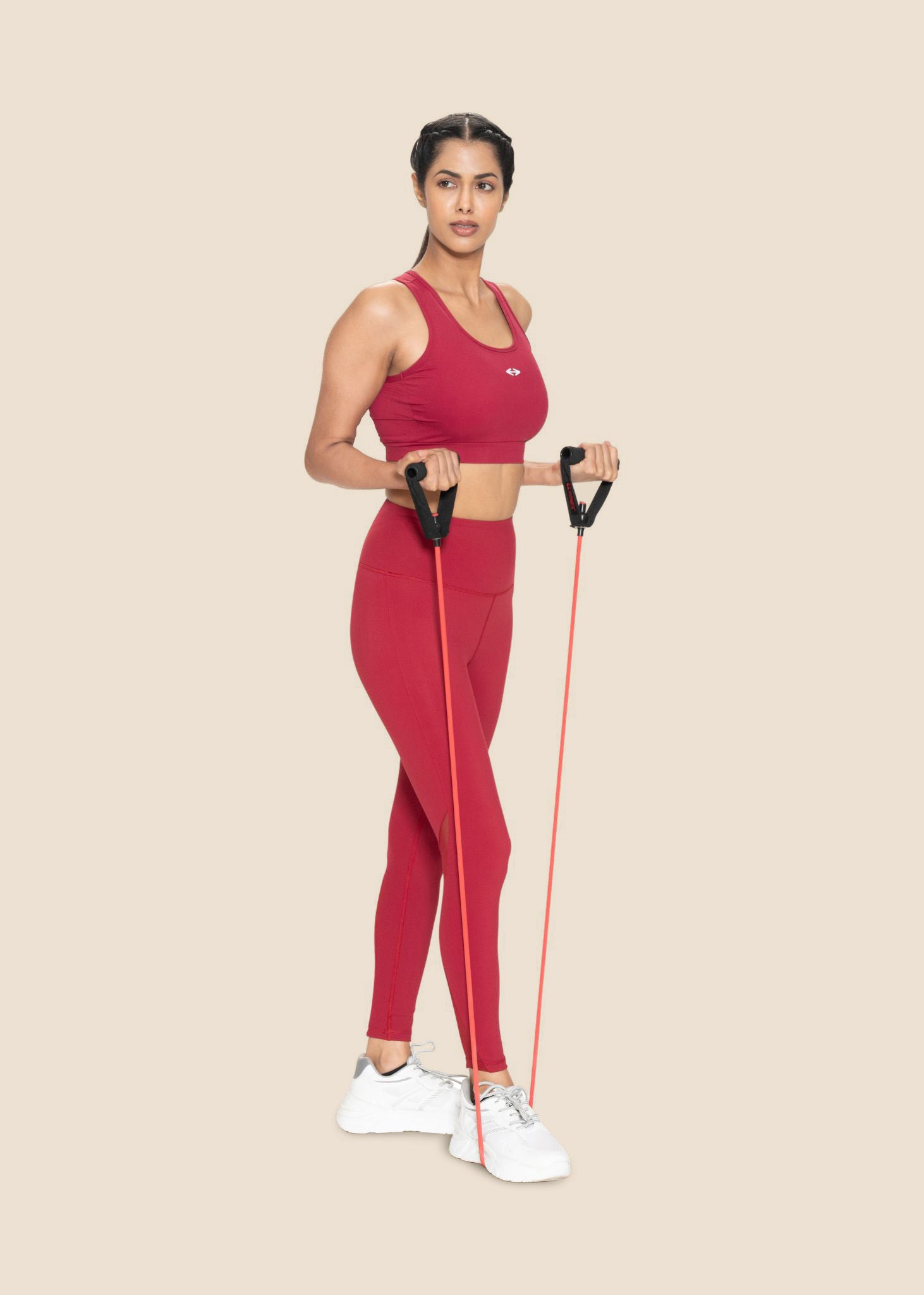 Women Mesh Leggings - Maroon - 2