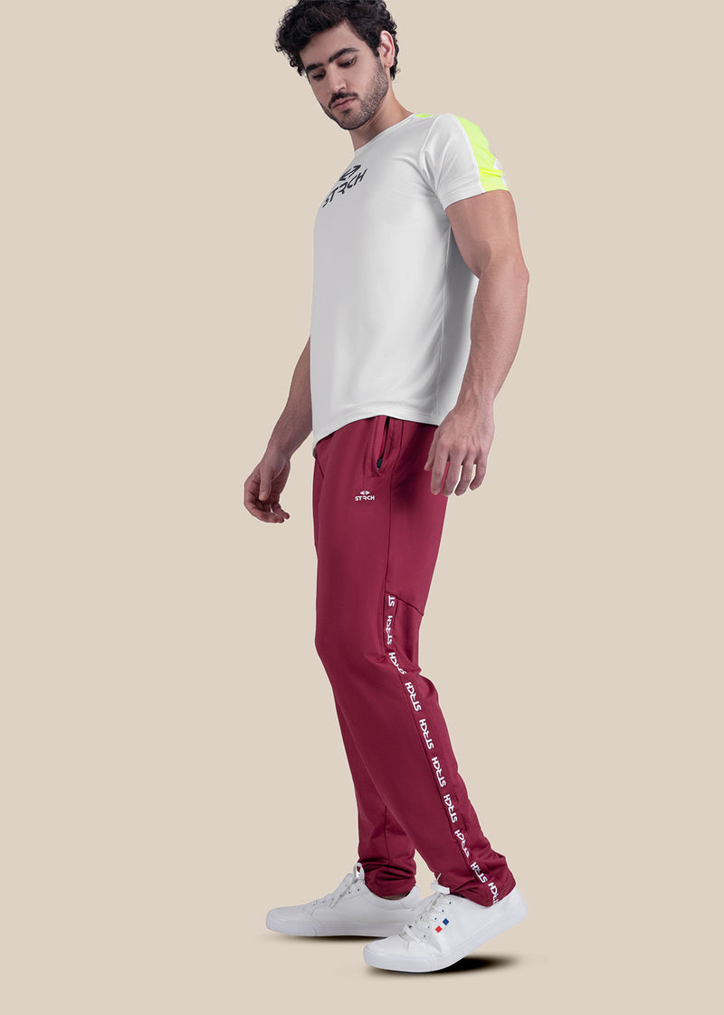 Men Straight Fit Track Pants - Maroon