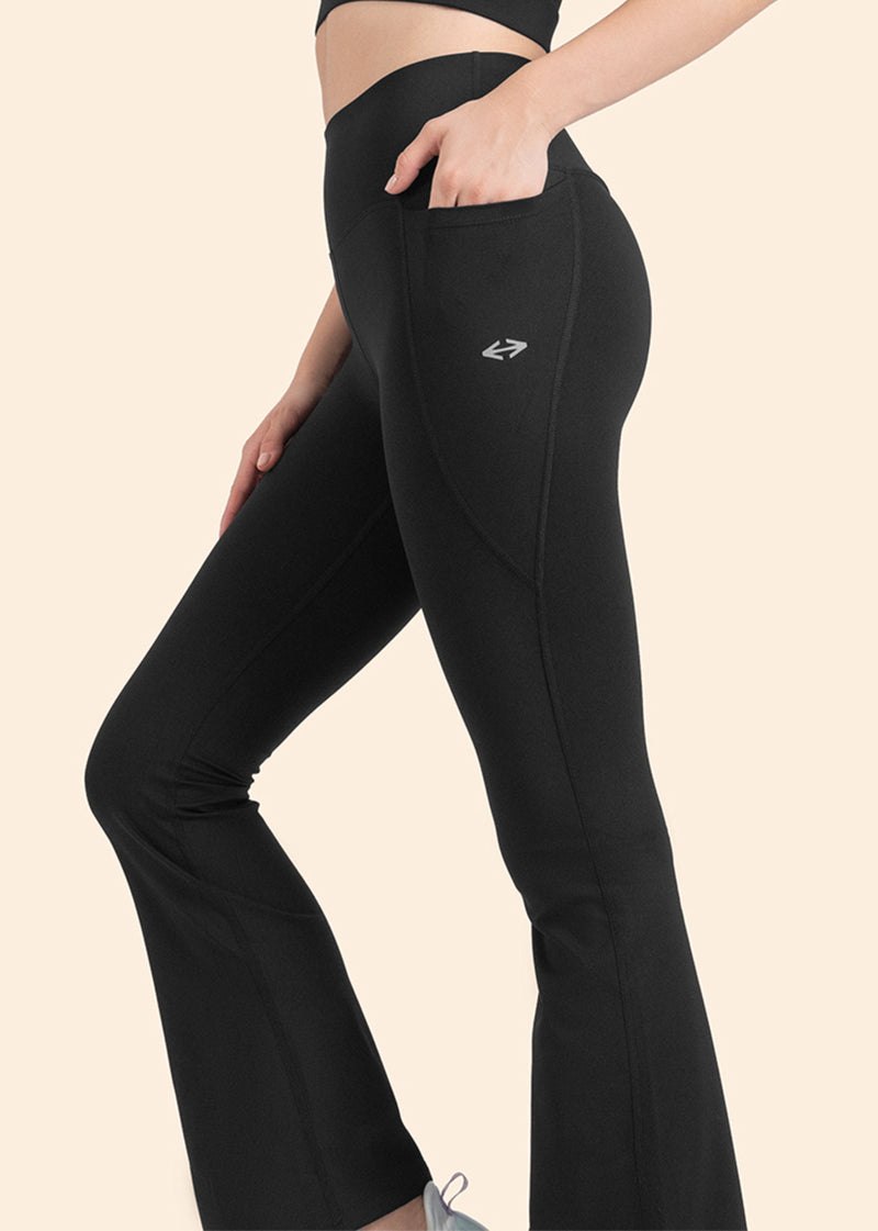 StrchFlex High rise Flare Leggings - Black