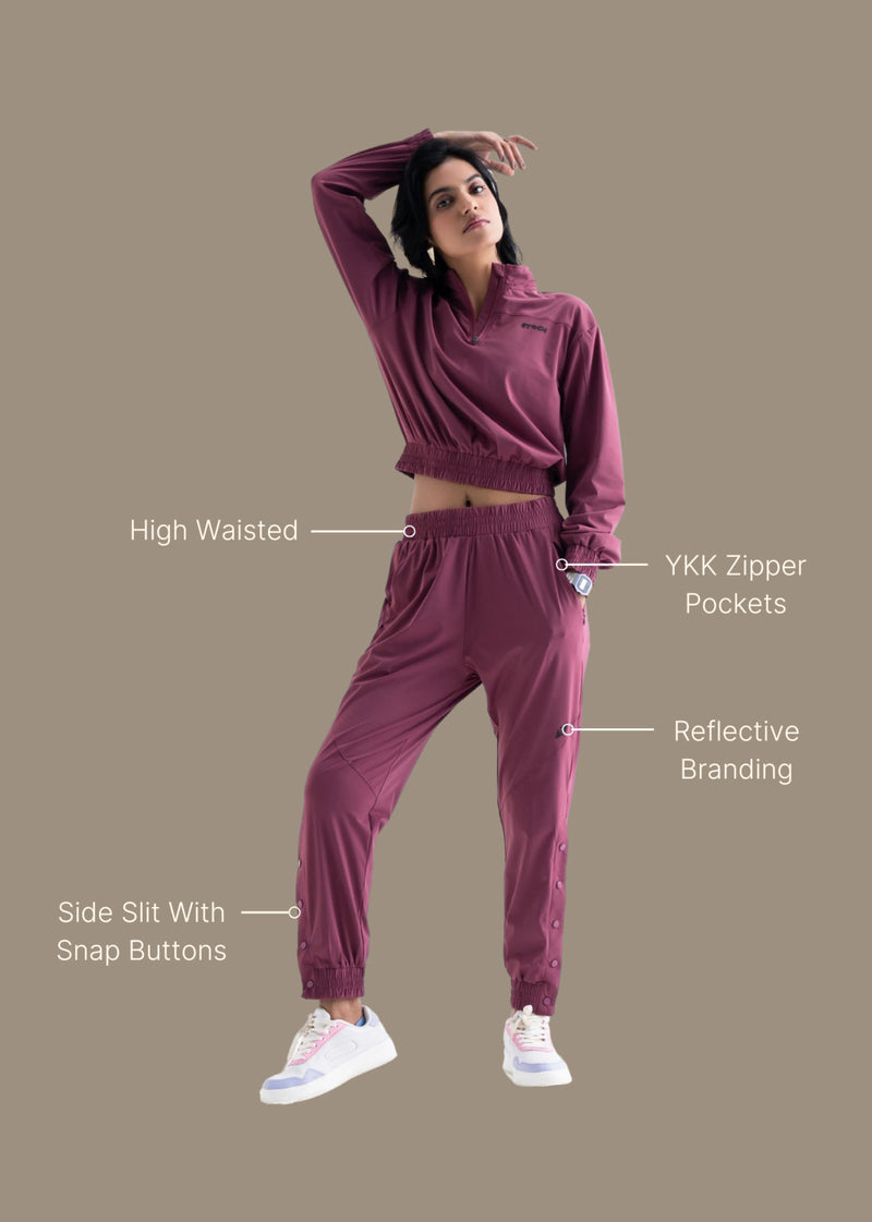 Play Core Snap Botton Track Pants - Hawthorn Rose