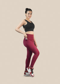 Women Gym To Yoga High Waist Leggings - Maroon - 2
