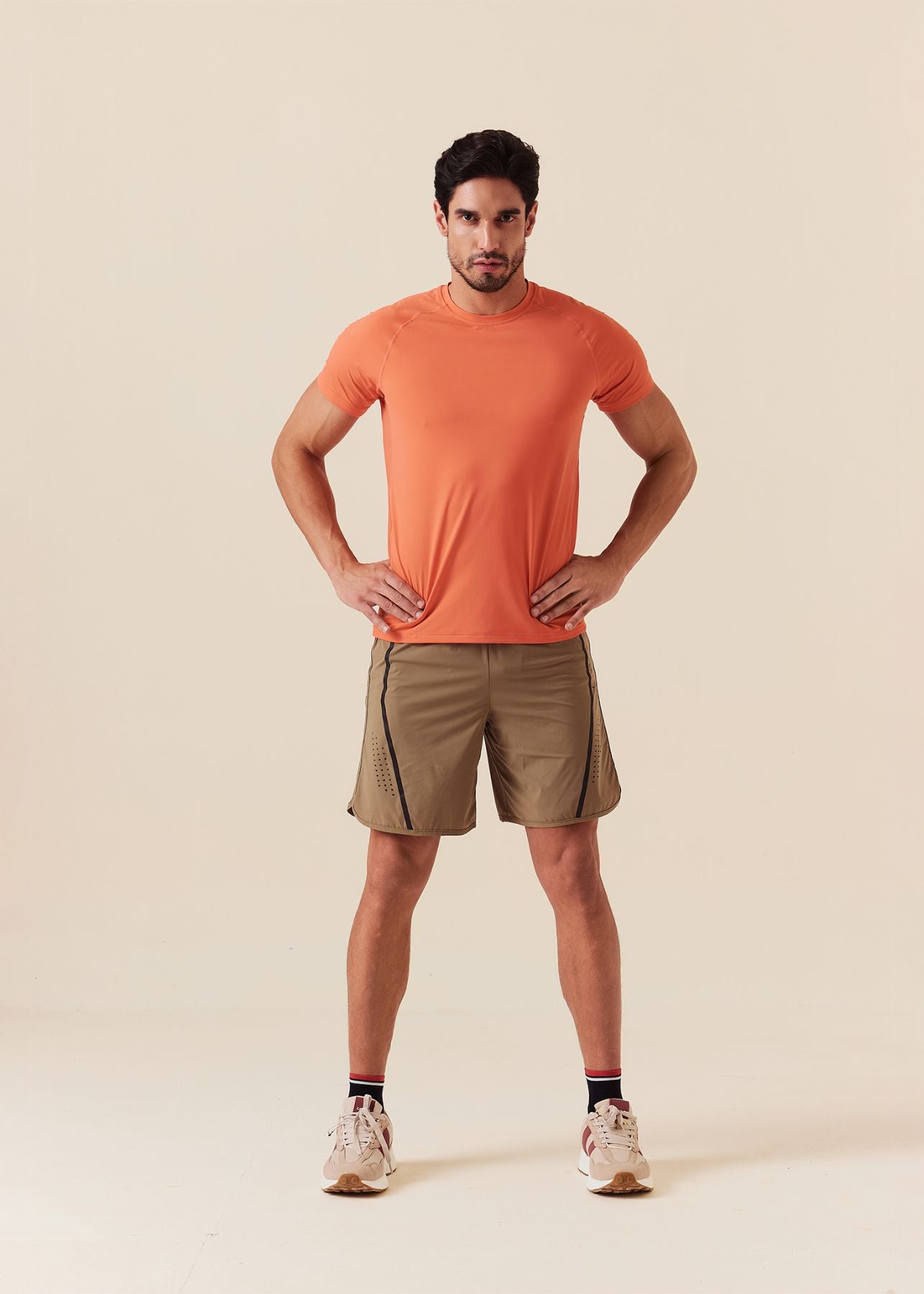 Men Breathable Active Shorts - Khaki - 2