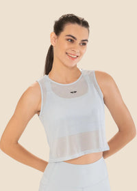 Women Adjustable Strap Gym Bra - Powder Blue - 1