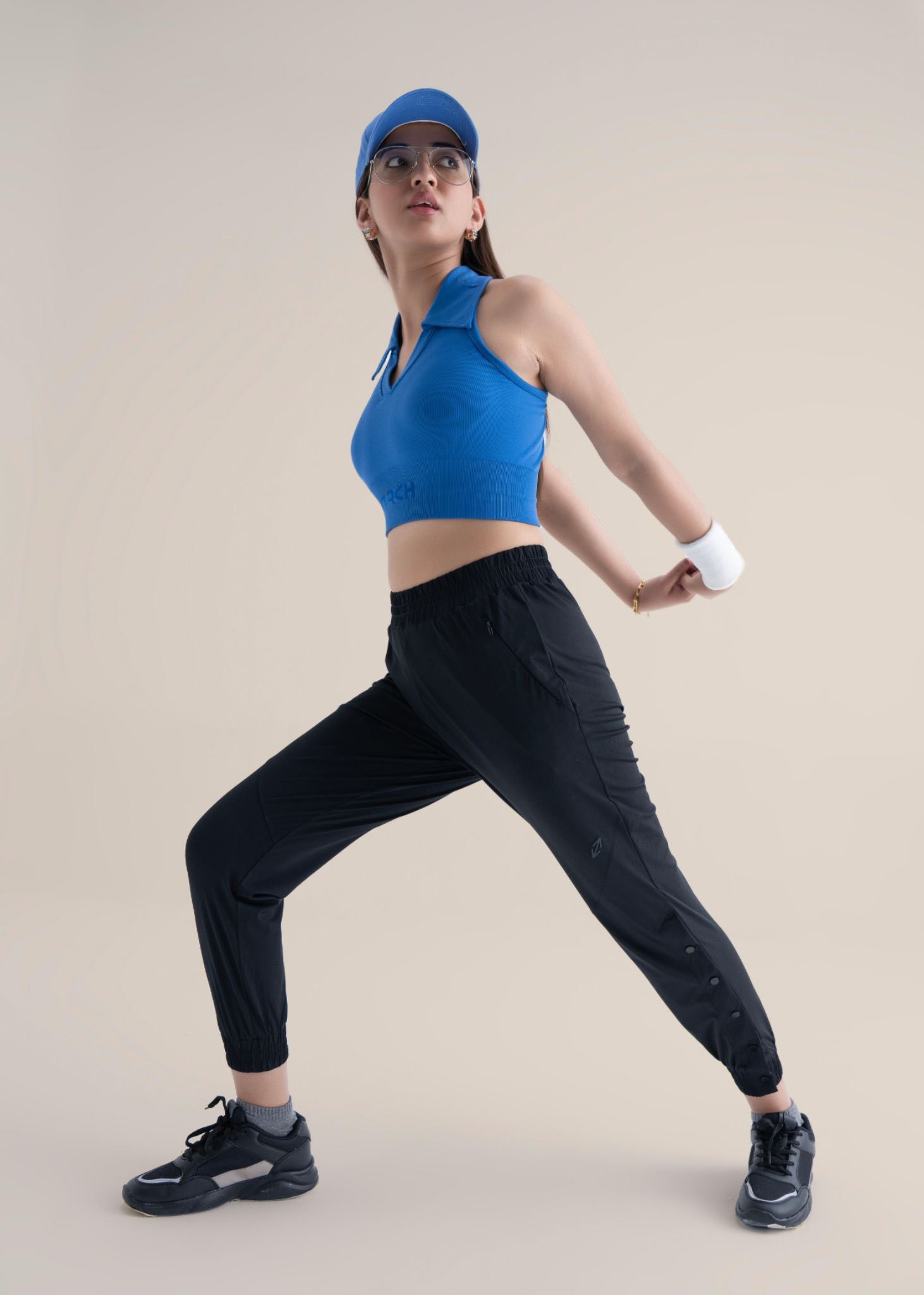 Seamless Polo Crop Tee - Majestic Blue