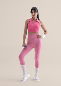 Seamless Polo Crop Tee - Flare Pink - 4