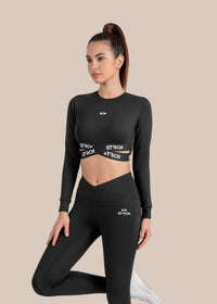 StrchFlex Sculpted Training Crop Top - Black - 2