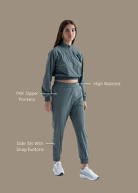Play Core Snap Botton Track Pants - Balsam Green - 3