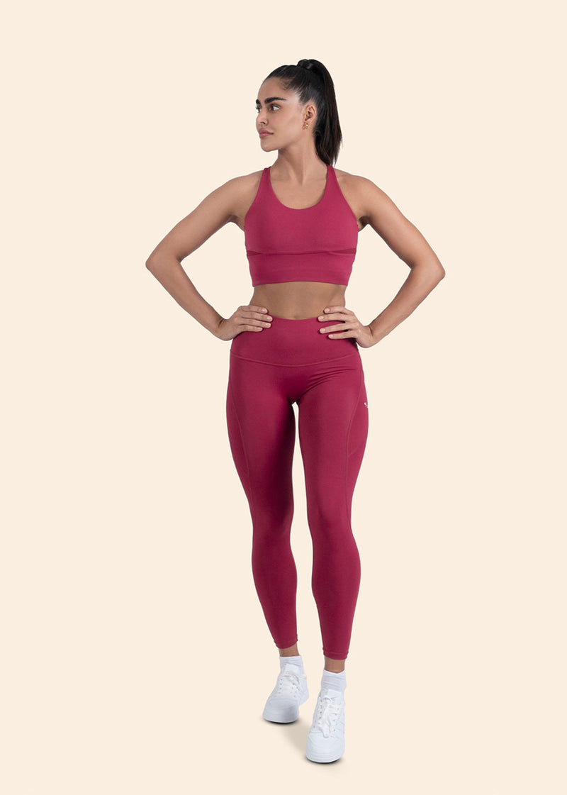 High Support Cross back sports bra - Maroon