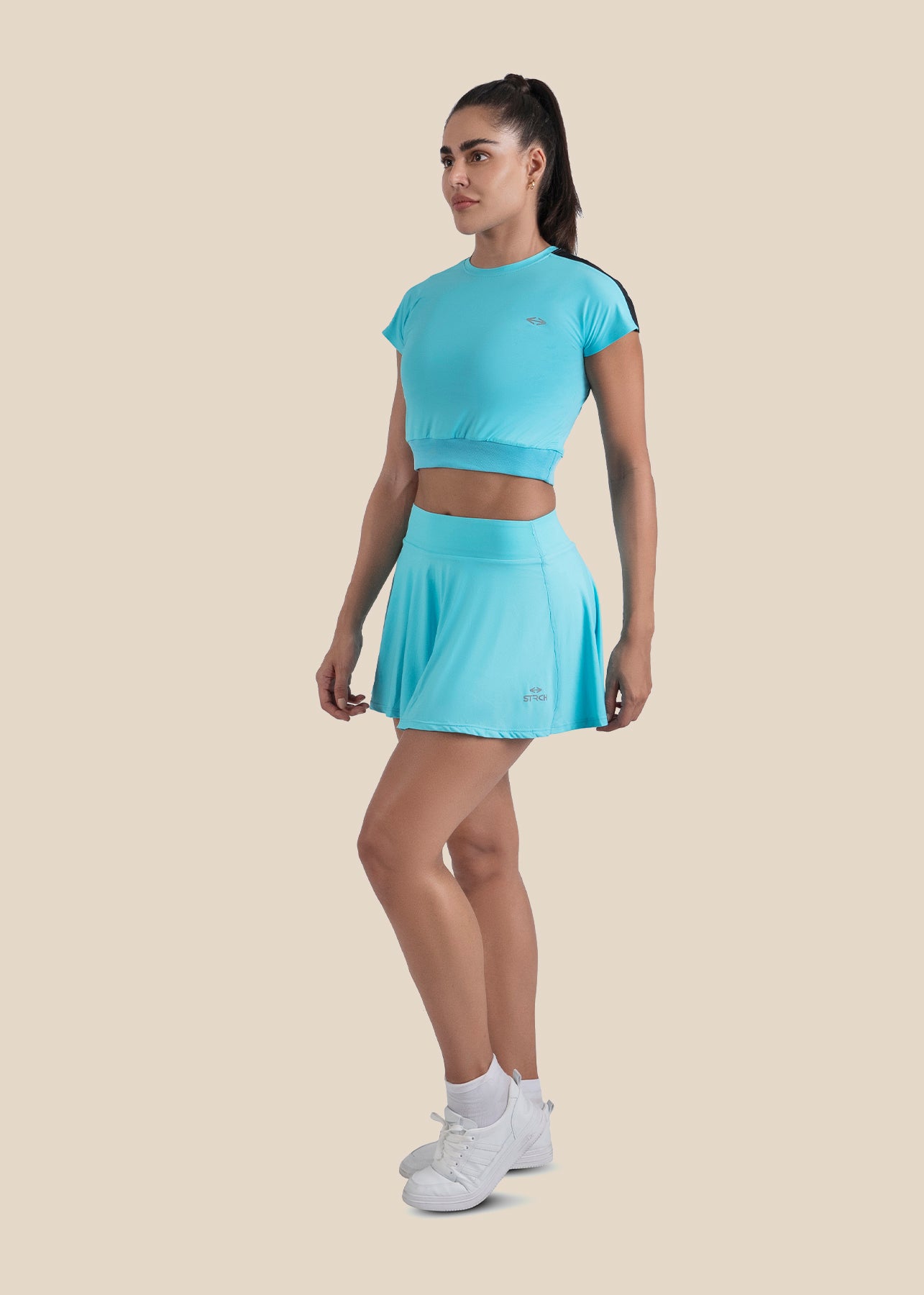 Gym core Cropped Tee - Cyan Blue