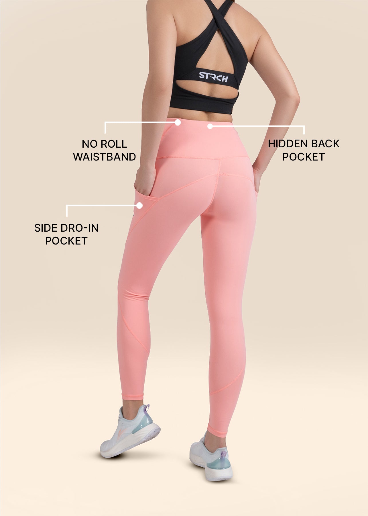 StrchFlex Training Leggings - Peach - 2