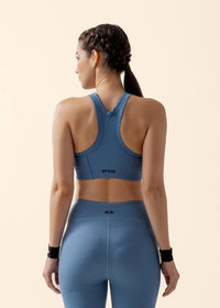 Ribbed T-back sports bra - Glacier Lake - 7