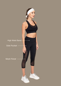 Women High Waist Capri - Black - 3