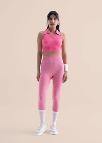 Women Seamless Flare Workout Leggings - Pink - 2