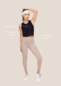 Embossed padded Tank top - Black - 3
