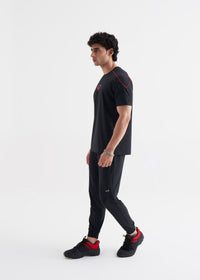 Men Ribbed Waistband Joggers Black - 3