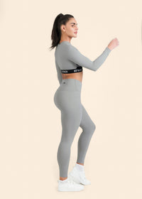 Criss-cross wasitband Leggings - Grey - 4