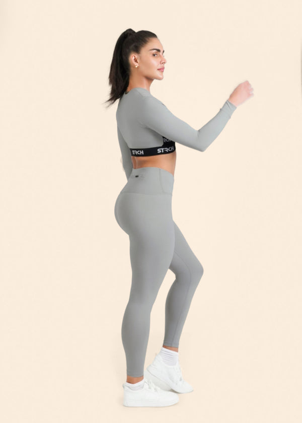 Criss-cross wasitband Leggings - Grey - 4