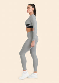 Criss-cross wasitband Leggings - Grey - 5