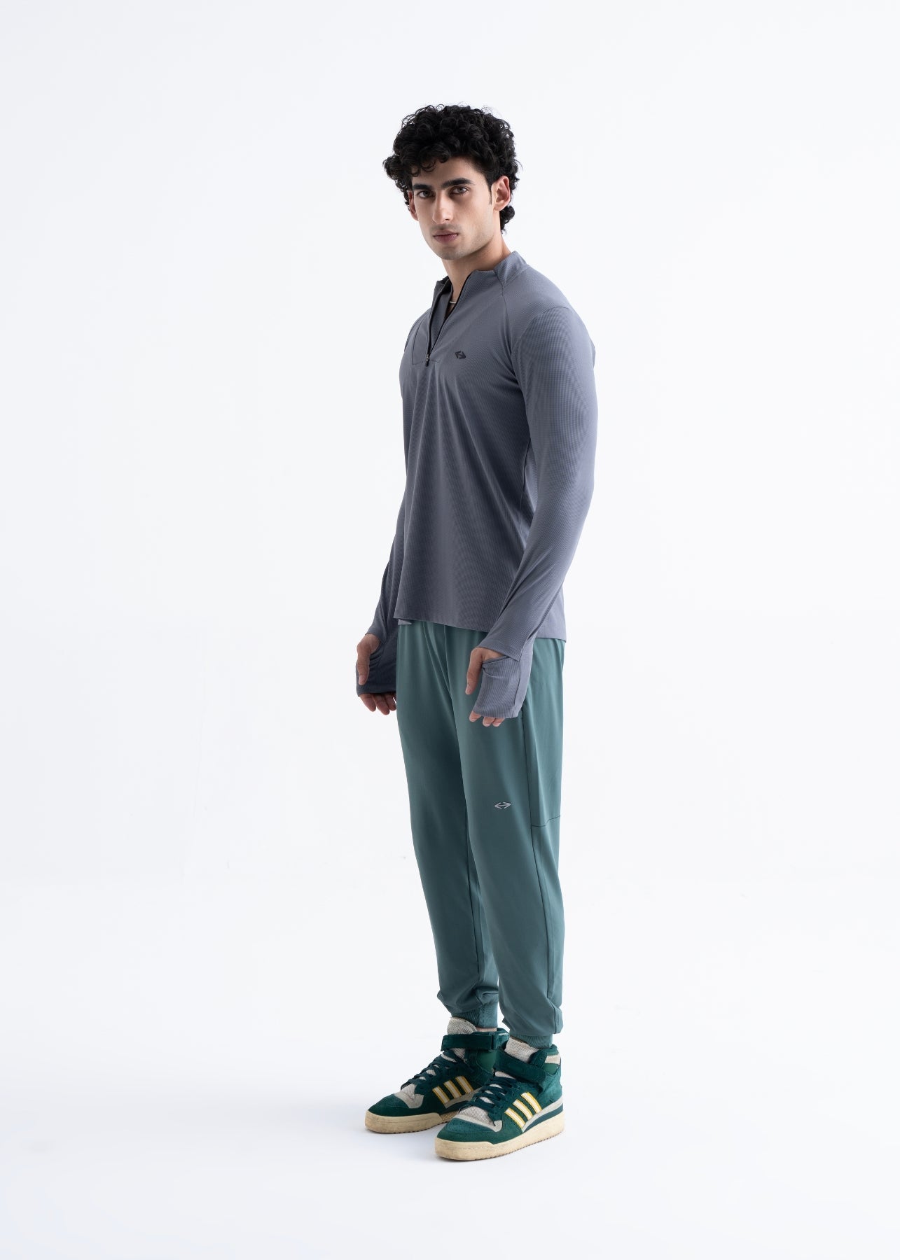 Men Ribbed Waistband Joggers Pine - 3