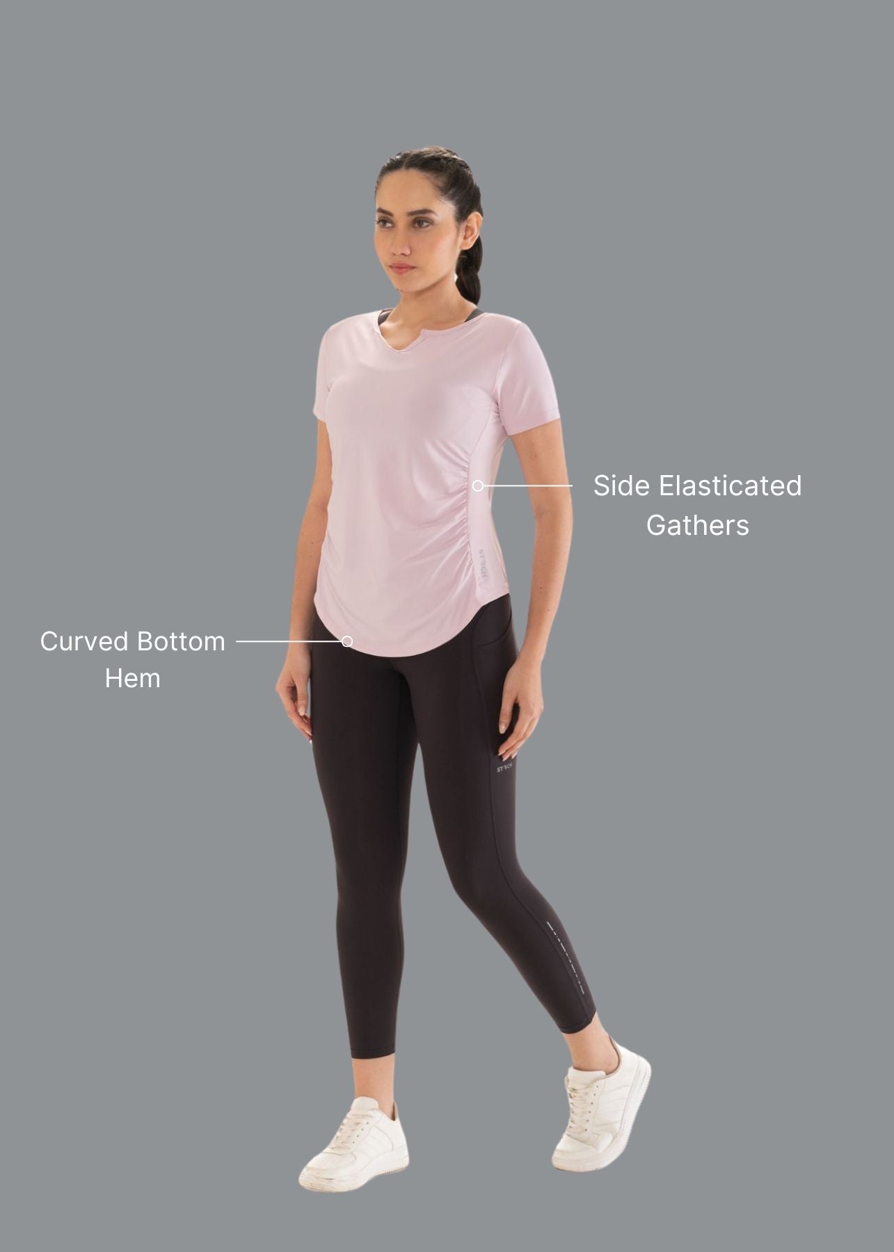 V Neck Active Tee - Purple - 2