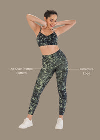 Workout Essential Printed Leggings - Dusty Green - 3