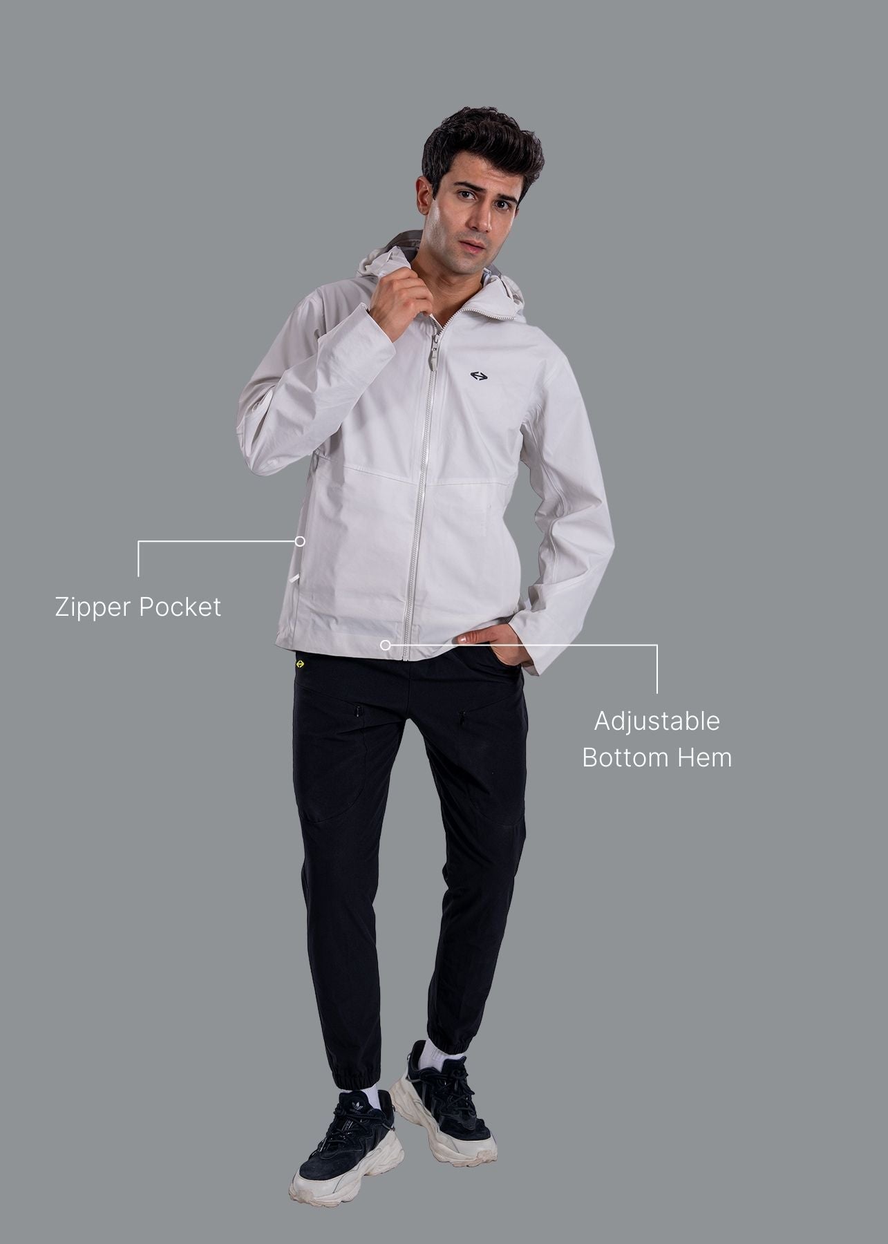 Men Full Zip Active Jacket White - 2