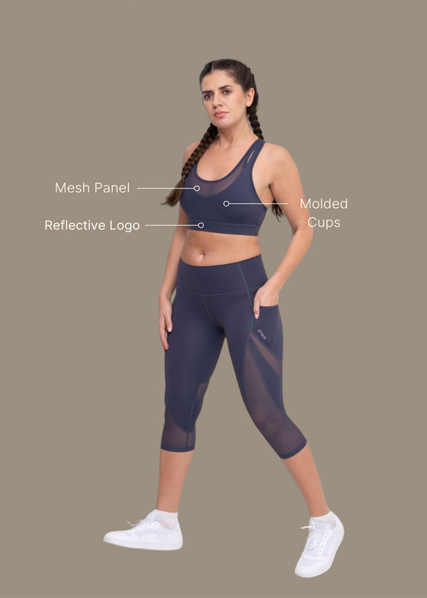 High Impact Breath-easy Sports bra - Dusty Blue - 3