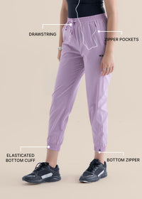 Women Zipper Pocket Pants - Lavender - 3