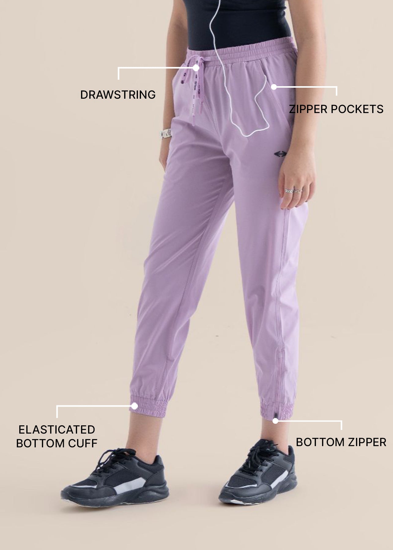 Women Zipper Pocket Pants - Lavender - 3
