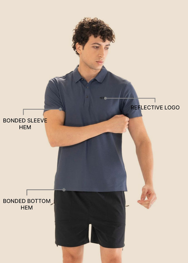 Men Structured Polo Dark Blue - 3