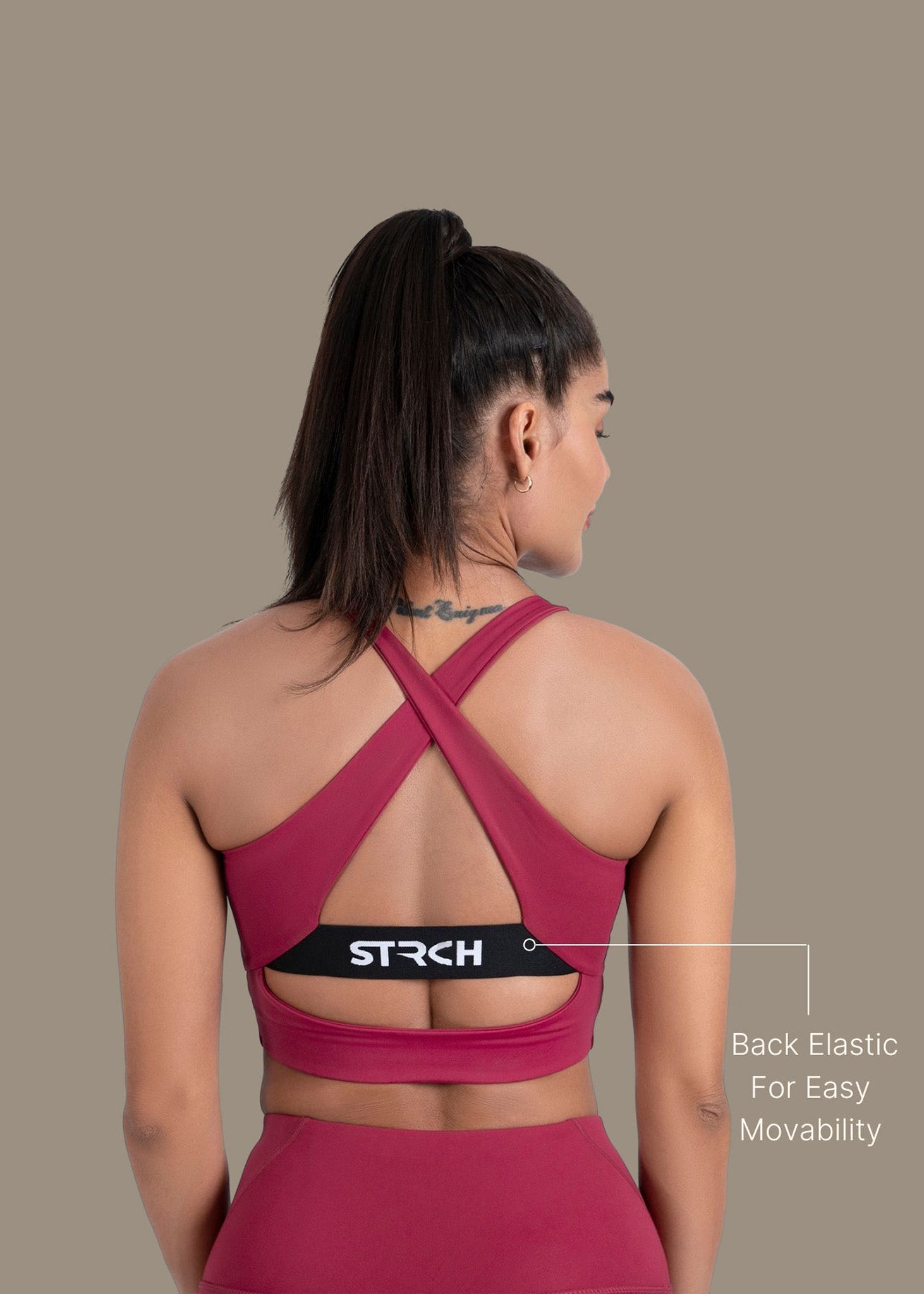 High Support Cross back sports bra - Maroon - 5
