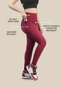 Women Gym To Yoga High Waist Leggings - Maroon - 3